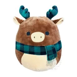 Squishmallow 8 Inch Buford The Moose With Plaid Scarf Christmas Plush Toy